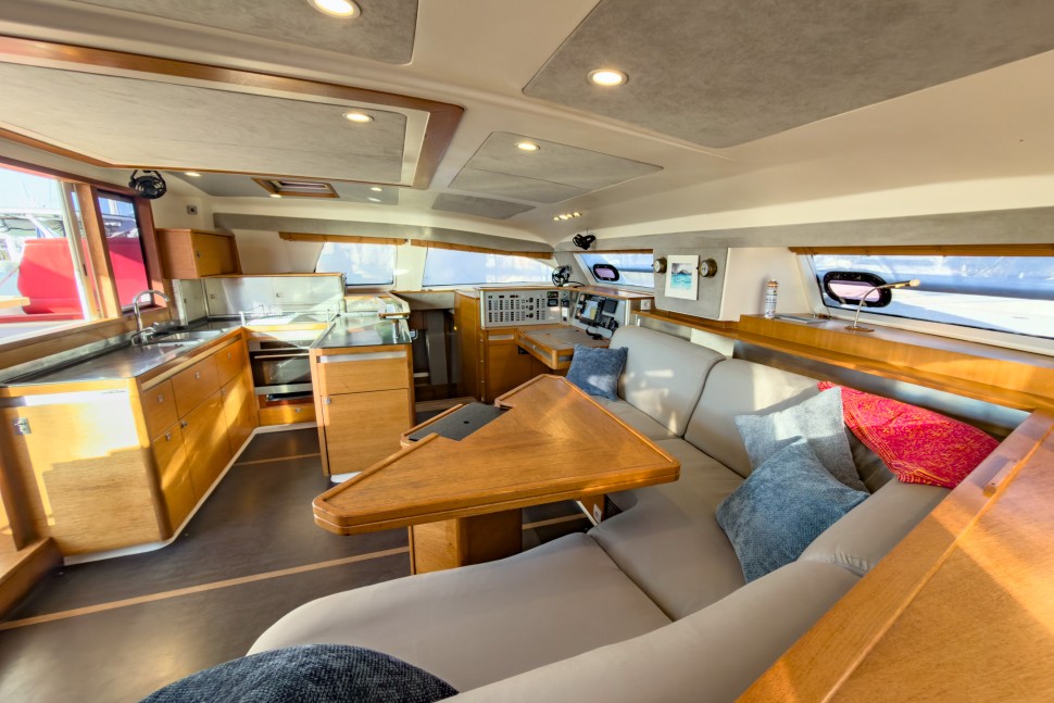 catana 50 13 saloon galley helm